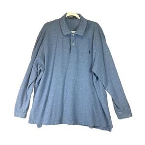 Polo Ralph Lauren Shirt Mens 2XL‎ Big Blue Cotton Long Sleeve Button Classic Fit